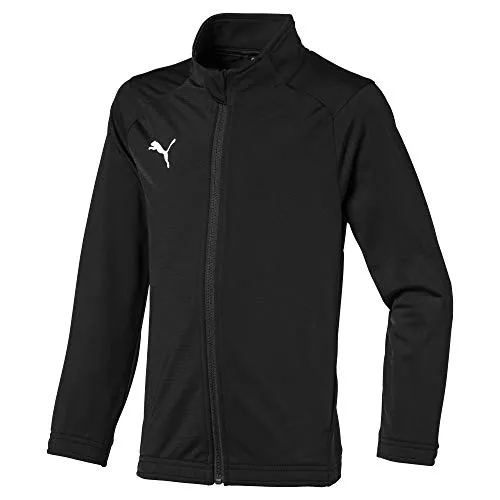 Puma Liga Sideline Jacket Core JR 655947/003 128 - Sportjacke für Kinder mit innovativer Drycell-Technologie, die für trockenen Komfort sorgt. Ideal für Training und Freizeit, mit stylischem Puma Cat-Logo und praktischen Reißverschlusstaschen.