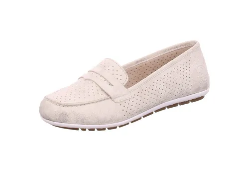 Rieker Mokassins Damen 31373738373833 Beige - Bequeme Slipper für den Alltag - Halbschuhe aus hochwertigem Kunstleder mit neuem High Tech Material für optimalen Tragekomfort. Der flache Absatz und die weiche Laufsohle sorgen für ein angenehmes Gehgefühl.