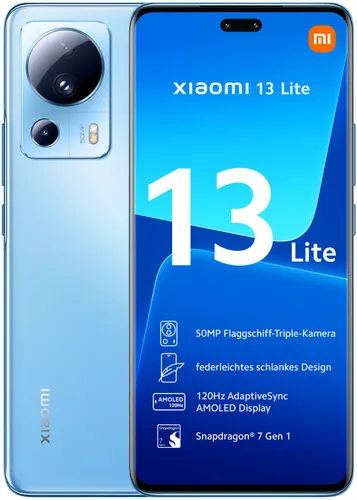 Xiaomi 13 Lite 128GB Dual-SIM Smartphone - Neu in Blau - Handy & Smartphone mit 50 MP Dreifach-Kamera, 6,55 Zoll AMOLED-Display und 5G-Konnektivität. Ideal für Fotografie-Enthusiasten und moderne Nutzer.