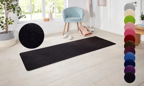HANSE Home Teppich Shashi, rechteckig, 80 cm x 300 cm - Teppich in elegantem Schwarz, weich und pflegeleicht, ideal für Esszimmer, Kinderzimmer oder Flur. Mit einer Höhe von 8,5 mm bietet er Komfort und Strapazierfähigkeit.