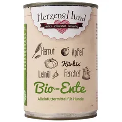 Herzenshund Bio-Ente mit Bio-Gemüse | 12x 400g Hundenassfutter