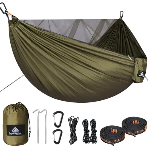 NatureFun Camping Hängematte mit Moskitonetz – 300kg Tragkraft