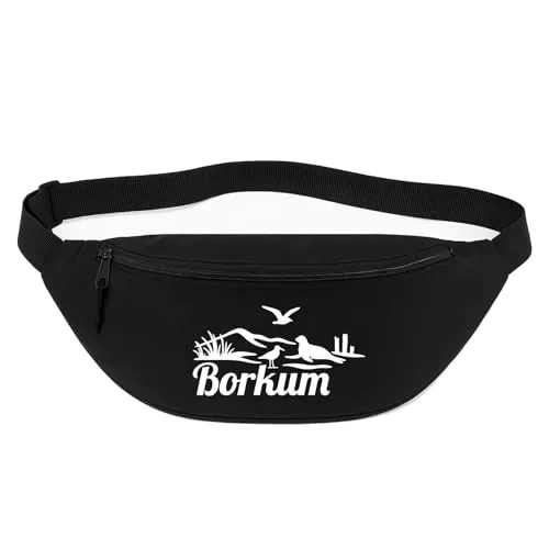 Huuraa Bauchtasche Borkum Strandmotiv Geschenk 2,5 Liter Black Crossbody Bag Borkum Geschenkidee