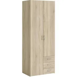 Mid.you Kleiderschrank aus Eiche mit Metall, 4 Fächer & 3 Schubladen - Kleiderschrank in Eiche mit 4 Fächern und 3 Schubladen, FSC Mix, Made in Denmark - ideal für stilvolle Schlafzimmerorganisation.