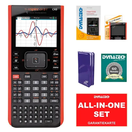 Taschenrechner TI NSP CX II T CAS + Schutztasche + Schutzfolie + Arbeitsbuch Set