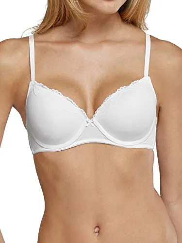 Schiesser Pure Cotton Underwire Bra D 85 - Weiß - Funktionsunterwäsche: Bequemer Bügel-BH aus 95% Baumwolle mit elastischem Anteil, bietet optimalen Halt und femininen Stil durch elegante Spitzenkante.