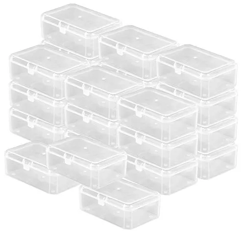ODOOKON Clear Kunststoffperlen Jewelry Organizer Box, Kunststoff, Aufbewahrungsbehälter mit Deckel für kleine Gegenstände und andere Bastelprojekte (6,5 * 4,5 * 2,4cm)