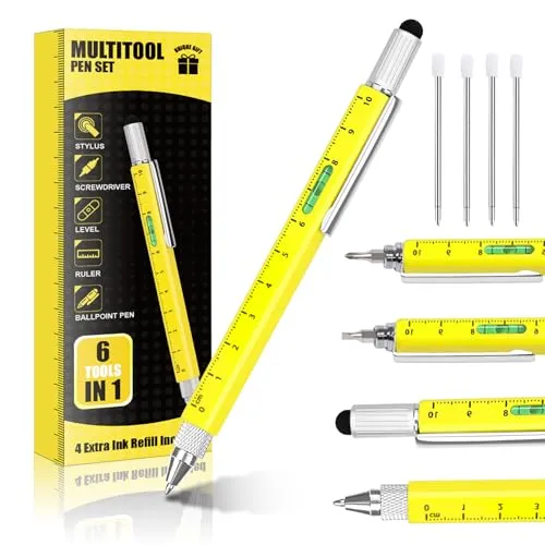 Geschenke für Männer Einzigartiger Multitool-Stift – Strumpffüller für Männer Papa Coole Gadgets für Ehemann Ihn Geburtstagsgeschenke für Männer (Gelb)