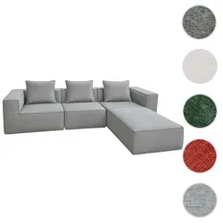 L-Sofa HWC-O54, modulare Lounge-Couch mit Ottomane von Mendler