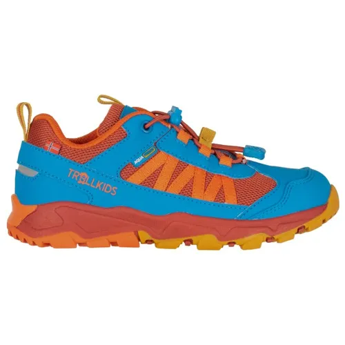 Trollkids Kids Tronfjell Hiker Low 30, rot Clay/Mystic Blue - Wasserdichter Trekkingschuh mit Schnellschnürsystem und verstärkter Zehenpartie für optimalen Schutz. Ideal für Abenteuer im Freien.