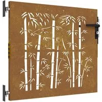 vidaXL Gartentor mit Bambus-Design, abschließbar - Flügeltore aus robustem Cortenstahl mit lasergeschnittenem Design, wetterfest und wartungsfrei für einen eleganten Eingang in deinen Garten oder zur Terrasse.