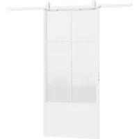 inova wohnen Glasschiebetür Weiß mit Klarglas Einsatz - Schiebetür im Loftstyle, inklusive Softclose und einfacher Montage. Robuste Konstruktion mit 4 mm Sicherheitsglas und kugelgelagerten Laufwagen für ruhigen Betrieb.