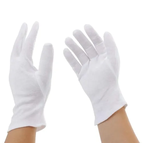 Incutex 3 Paar weiße Handschuhe 100% Baumwolle, weiche hautfreundliche Stoffhandschuhe, Textilhandschuhe, Baumwollhandschuhe für Ekzeme, trockene Hände, Münzhandhabung, Schmuck, Größe M