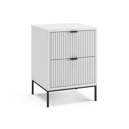 Vicco Nachttisch Eliza, Weiß/Schwarz, 40 x 55.4 cm mit 2 Schubladen