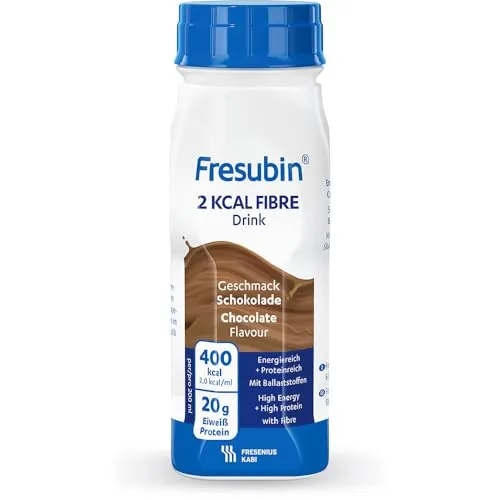 Fresubin 2 Kcal Fibre Drink Schokolade 4800 ML - Arzneimittel für besondere medizinische Zwecke, ideal zur Unterstützung bei Mangelernährung mit hohem Energie- und Eiweißbedarf, leckere Schokoladennote.