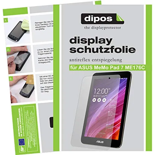 dipos I 2X Schutzfolie matt kompatibel mit ASUS MeMo Pad 7 (ME176C) Folie Displayschutzfolie