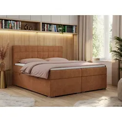MKS Boxbett Orange 180x200 cm - Elegantes Boxspringbett mit MULTIPOCKET-Matratze für optimalen Schlafkomfort. Ideal für Paare, bietet 7 Härtezonen und ausgezeichnete Luftzirkulation durch Kokosfasern.