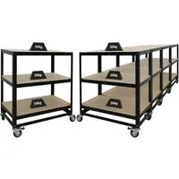 PROREGAL Kommissionierwagen BÜFFEL – 5x fahrbar, 3 Ebenen, 50kg pro Fach - Fahrbarer Kommissionierwagen BÜFFEL mit 3 höhenverstellbaren Böden für bis zu 50kg pro Ebene. Ideal für Werkstatt und Lager – mobil, stabil und einfach in nur 15-20 Minuten montierbar.