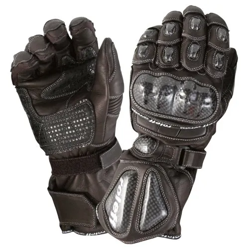 Roleff RO67 Premium Leder Motorradhandschuh mit Aramid Verstärkungen - Knöchelschutz, Handrückenverstärkung, und Komfort-Stretchzonen - Lange Stulpe und Antirutsch Material, Schwarz, L