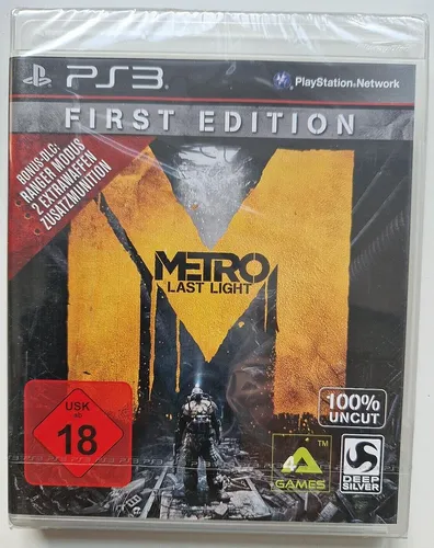 Metro Last Light First Edition - Playstation 3 PS3 - Neu & Sealed - Action & Abenteuer Spiel für PS3, USK ab 18 Jahren, bietet spannende post-apokalyptische Erlebnisse in einer einzigartigen Spielwelt.