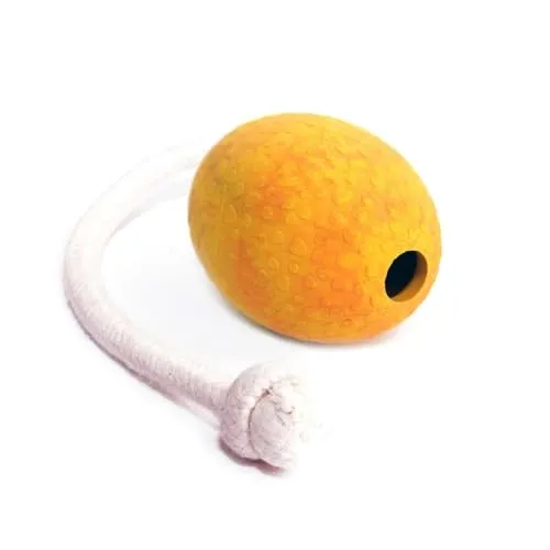 Wolters Straußen-Ei Natur-Kautschuk mit und ohne Seil, Farbe:Mango + Seil, Größe:M 80 x 60 mm