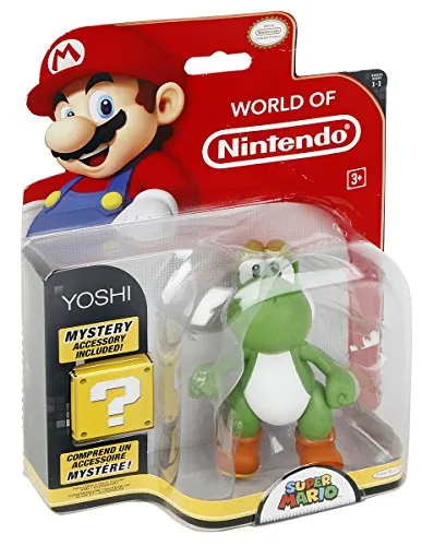 Nintendo Figur W1 - Yoshi mit Ei (10cm) - Actionfigur von Yoshi aus Super Mario Bros, 10,2 cm groß und mit 4 beweglichen Gelenkpunkten, ideal zum Sammeln und Spielen!