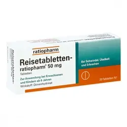 Reisetabletten ratiopharm - Arzneimittel zur Vorbeugung und Behandlung von Reisekrankheit, Schwindel und Übelkeit. Schnelle Linderung in wenigen Minuten, teilbar für individuelle Dosierung.