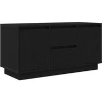 vidaXL TV-Schrank mit LED-Leuchten – Schwarz Eichen-Optik - TV-Halterungen mit RGB-LED-Beleuchtung für individuelles Ambiente und reichlich Stauraum für Multimedia-Geräte und Dekoration.