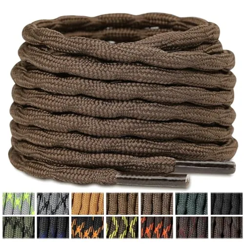 Stepace Runde Schwerlastbereich Schnürsenkel (2 Paar) 4.5mm Schuhbänder für Arbeitsstiefel, Bergschuhe, Wanderschuhe, Jagdstiefel Hellbraun-120