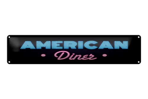Femer GmbH Metallschild Hinweis 46x10 cm American Diner Reklame, (1 St), gewölbte Oberfläche, abgerundete Ecken, umgeschlagene Kanten