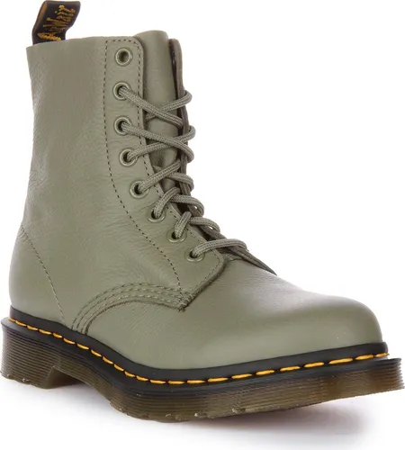 Dr. Martens Leder-Boots in Khaki von Doc Martens
