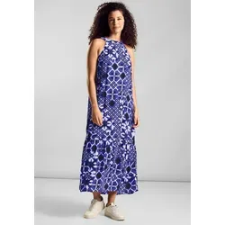 STREET ONE Maxikleid mit Print - Freizeitkleider für Damen, schulterfreier Schnitt mit Schlitz und Knopf im Nacken, ideal für warme Sommertage in angenehmer Viskose-Qualität.