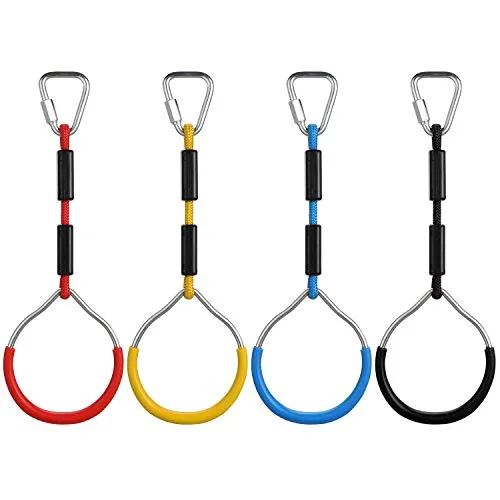 Kind Klettern Ringe, Kinder Trapeze, Kunststoffturnringe, Multifunktionsturnringe für Gymnastik, Seilringe, Gym Rings für den Garten (4ER STÜCKE)