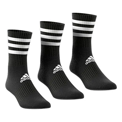 adidas Unisex 3 paar strepen Cushion Crew Socken, Black/Black/Black, L EU