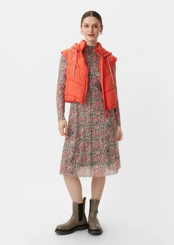 comma AOP Midikleid aus Mesh - Freizeitkleid für Damen, elegantes Midikleid aus atmungsaktivem Mesh mit Stehkragen und Allover-Print, ideal für besondere Anlässe.