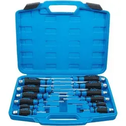 BGS Schraubendreher-Satz 12-tlg. mit ergonomischem Softgriff - Schraubendreher-Set mit durchgehender Klinge und Außensechskant, ideal für präzises Arbeiten und hohen Komfort beim Schrauben.