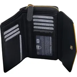 Leder Damenbörse, schwarz - Schwarz