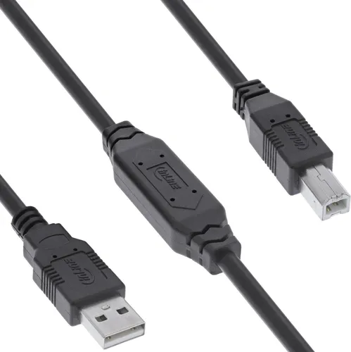 InLine® USB 2.0 Aktiv-Kabel 10m - USB 2.0 Kabel, ideal für schnelle Datenübertragung und Verbindungen in großen Entfernungen, perfekt für Büro und Home Office.