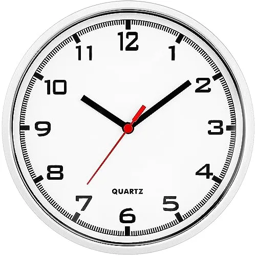 MPM Quality Design Wanduhr, Moderne Uhr, Wand-Deko aus Kunststoff, Weiß, Quarz-Schrittmotor, das ideale Accessoire für jeden Raum im Haus: Wohnzimmer, Schlafzimmer, Küche, Büro, Größe: ∅ 200 mm