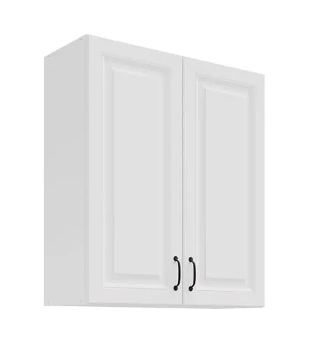 Hängeschrank 80 cm Stilo Weiß - Praktischer Stauraum für Ihre Küche - Einbauküchen-Komponenten, Hängeschrank mit 2 Türen und 3 Einlegböden, ideal für zusätzlichen Stauraum in der Landhausküche.