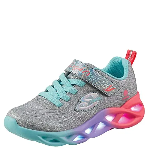 Skechers 302325L SMLT Sneaker - Sneaker für Mädchen mit silbernem Netzgewebe, Regenbogen-Zwischensohle und funkelnden Glitzer-Overlays für einen besonderen Look.