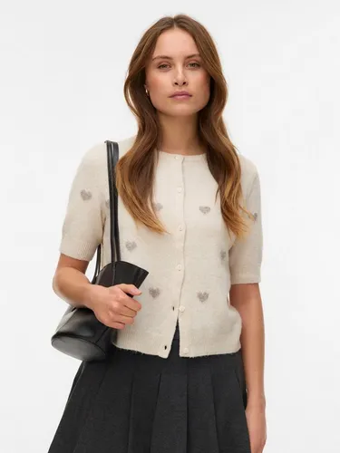Vero Moda Strickjacke VMDOFFY INTARSIA 2/4 O-NCK CARDIGAN NOOS beige S (36) - Modische Strickjacke mit Rundhalsausschnitt und Kurzarm, ideal für vielseitige Outfits. Pflegeleicht und elastisch, perfekt für den täglichen Gebrauch.