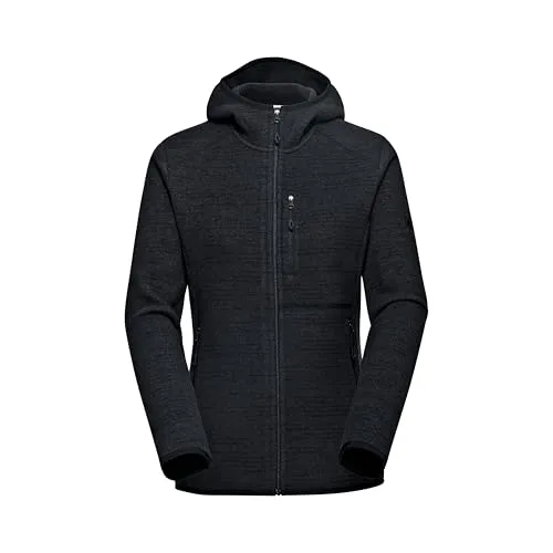 Mammut Arctic IV ML Hooded Jacket Women black mélange (0033) M - Funktionsjacke für Damen, aus hochwertigem Polartec Thermal Pro-Fleece, schnelltrocknend und fusselresistent, ideal für lange Wanderungen und Outdoor-Aktivitäten.
