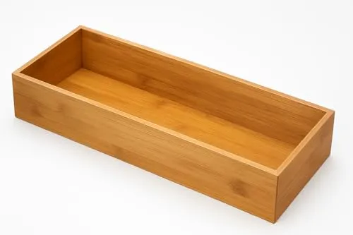 Besteckhalter aus natürlichem Bambus – Küchenorganizer für Schublade, robust, umweltfreundlich, 38 x 15 x 7 cm