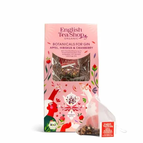 ETS - Botanicals for Gin Apfel, Hibiskus & Cranberry, Gin Gewürze zum Verfeinern von Gin Tonic, BIO, 7 Pyramidenbeutel