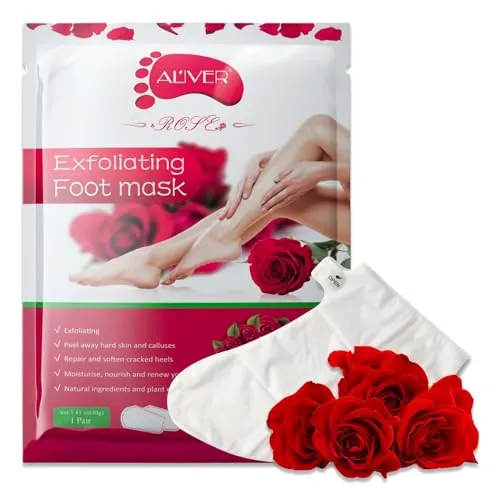 P-Beauty Fußmaske Rose | Fußpeeling & Anti Hornhaut Socken | Hauterneuerung & Feuchtigkeit | beseitigt Hühneraugen & Risse | 1 Paar