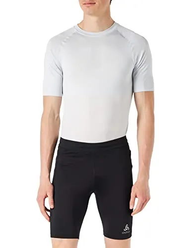 Odlo Herren Essential Kurze Lauftight, Schwarz, M EU - Hochleistungs-Laufhose - Tights für Herren mit optimalem Feuchtigkeitsmanagement und reflektierenden Details für Sicherheit bei Dämmerung. Der verstellbare Bund sorgt für individuellen Komfort und maximale Bewegungsfreiheit.