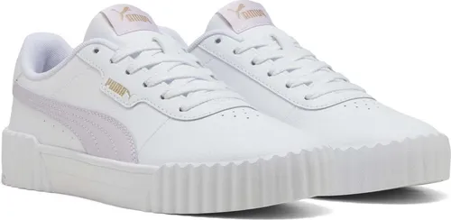 PUMA Damen Carina 3.0 Sneaker - White-Lilac Frost Gold, 38.5 EU - Damen-Sneaker mit trendigem Design und komfortabler Dämpfung für den perfekten Look im Alltag.
