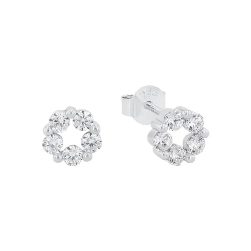 Amor Paar Ohrstecker Blumen mit Zirkonia - Ohrstecker aus 925 Sterling Silber mit glanzvoller rhodinierter Oberfläche und funkelnden Zirkonia. Ideal für stilbewusste Damen, die Qualität und Design schätzen.