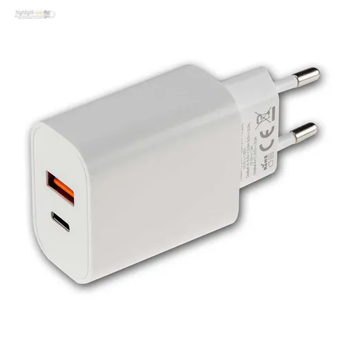 Duo USB Netzteil Ladegerät, Netzstecker / Adapter für Lade-Kabel 5V 20W, USB-C&A